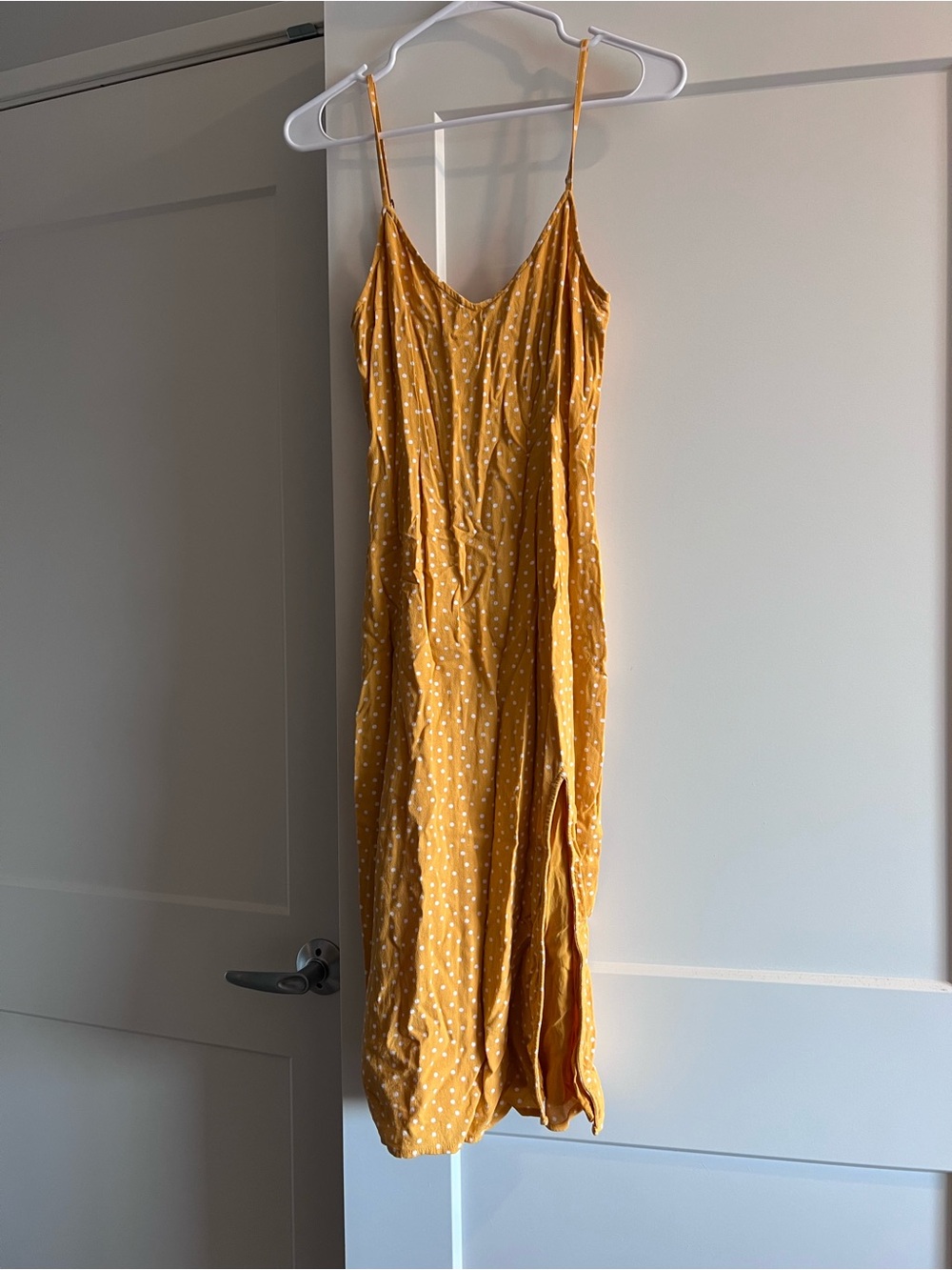 Abercrombie & Fitch Yellow Polka Dot Midi Dress
